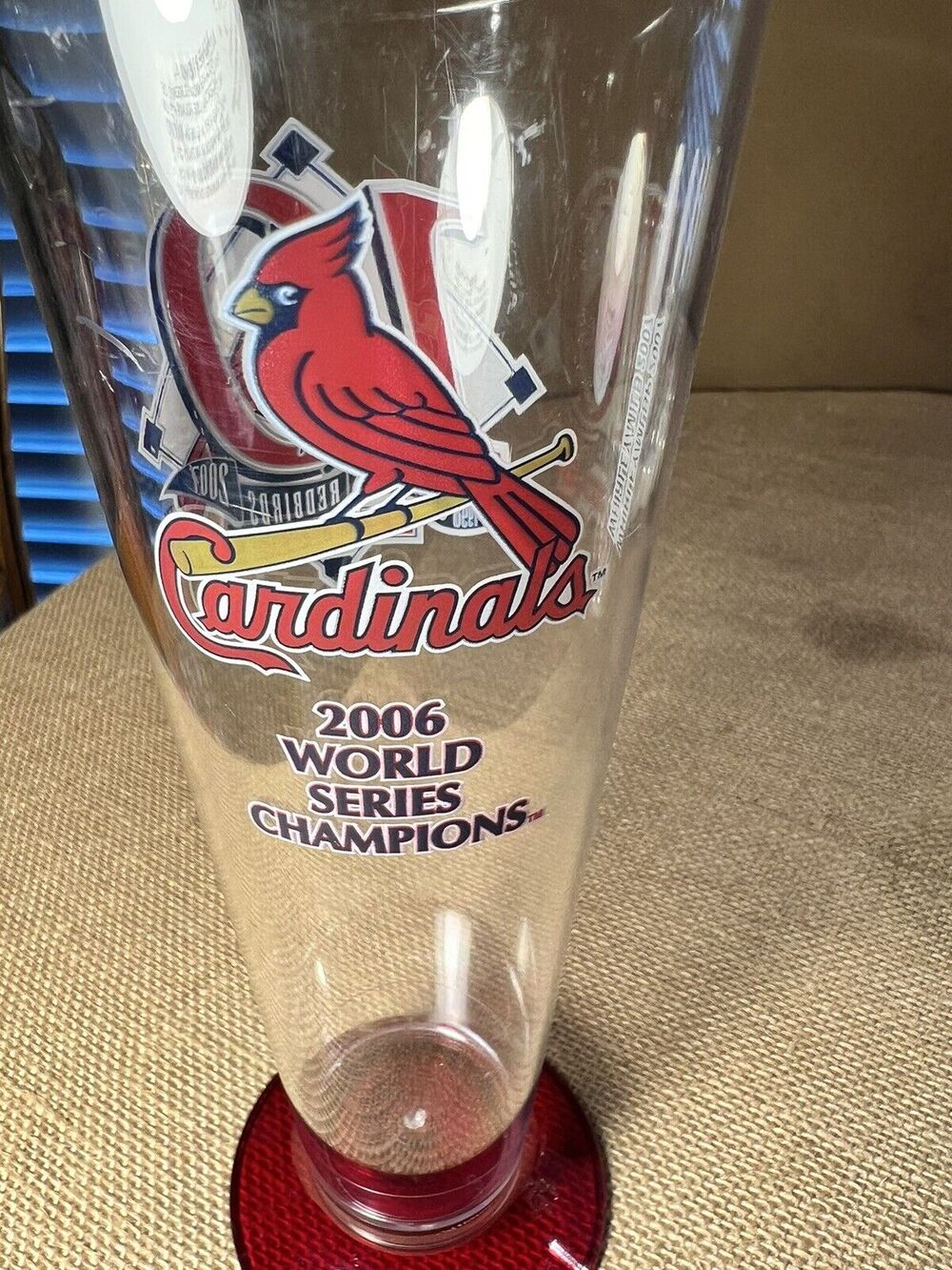 St Louis Cardinals 2006 World Champions 18 oz Plastic Beer Glass